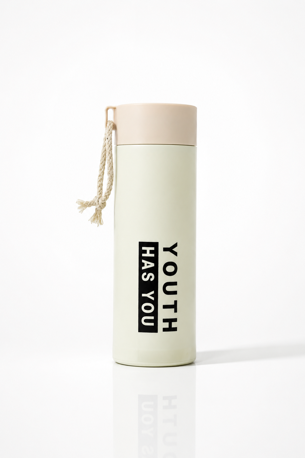 Pastel Mint Insulated Water Bottle with Rope Strap